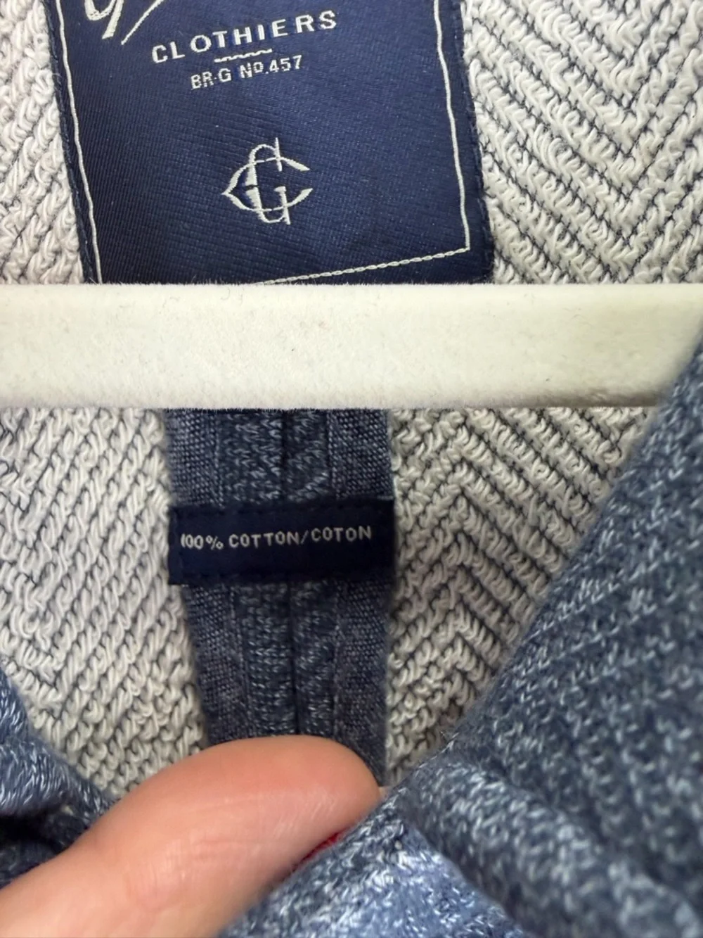 Grayers Blue Herringbone Swacket Knit Jacket Button Front Cotton L